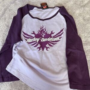 Harley-Davidson Kids Long Sleeve Purple and Gray Tee